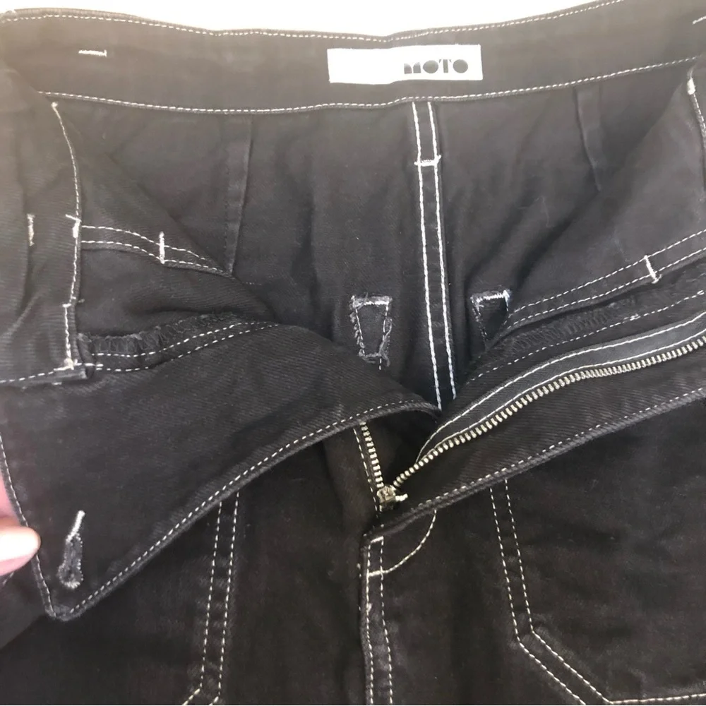 Mini skirt LOT of 2, dark denim zip and tie front and heavy thread stretch, Sz S - Picture 12 of 16